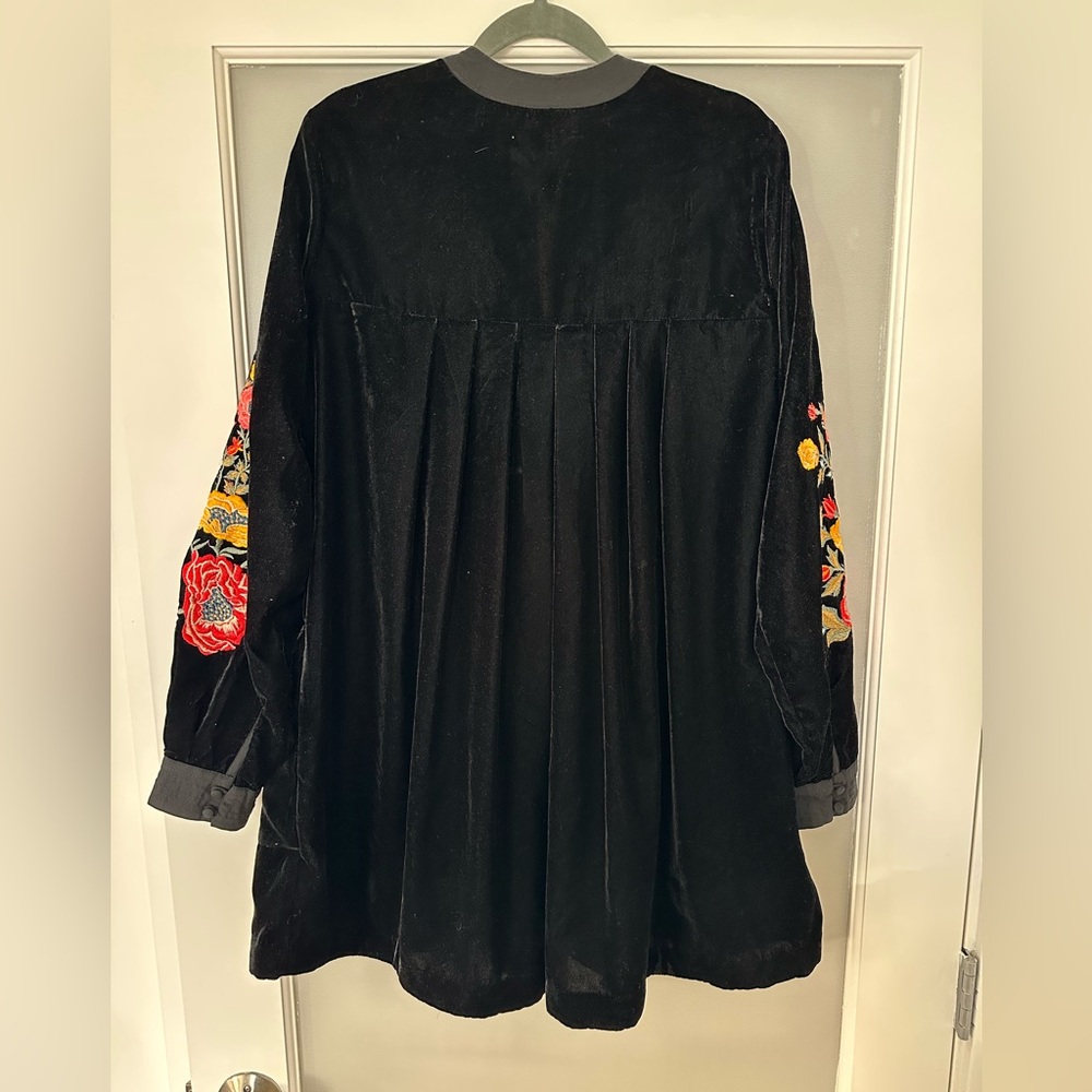 Free People Mia Black Velvet Embroidered Dress - Picture 4 of 7